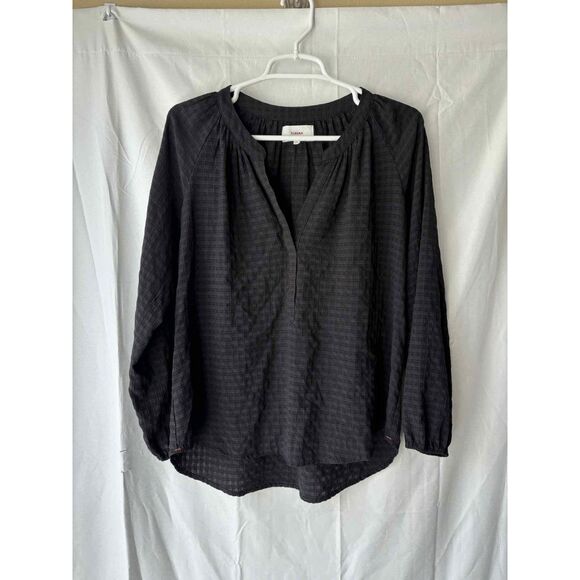 Xirena Farrah Top Poplin Split Neck in Black Onyx Size XS - Picture 1 of 2
